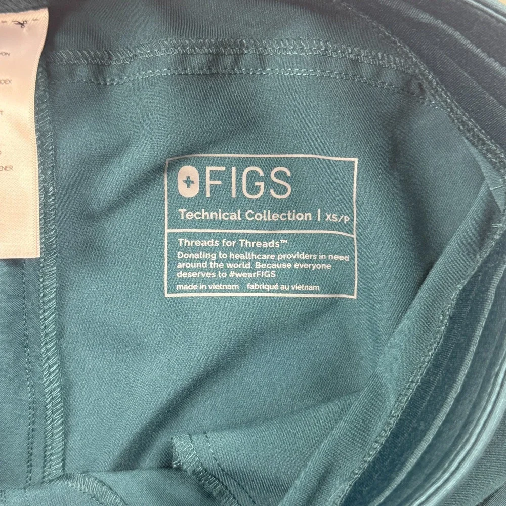 Figs Technical Collection Kade Cargo Scrub Pants Womens XS Teal Stretch Medical